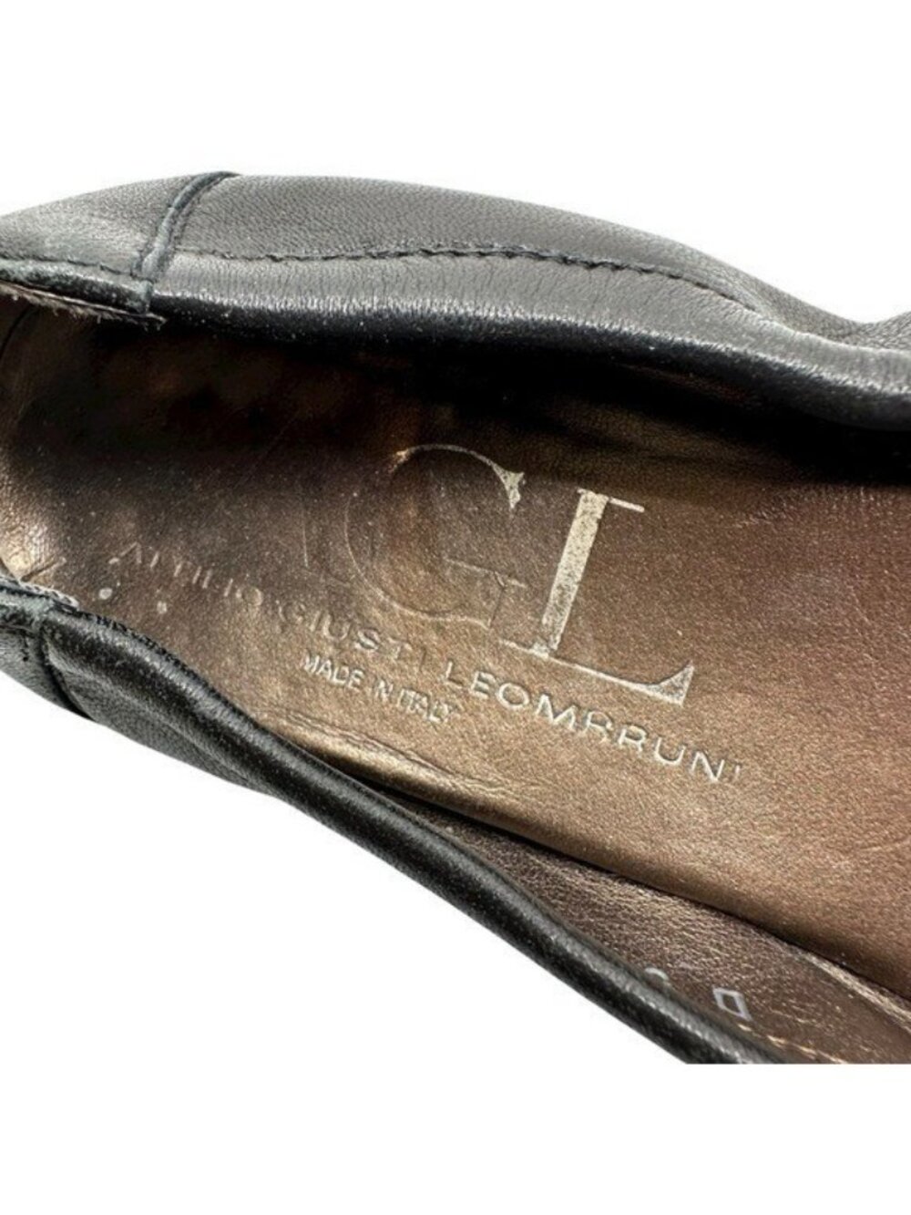 AGL 37.5 / US 7.5 Monika Cap Toe Ballet Flats Black Leather Buckle Strap Slip On - Picture 10 of 10